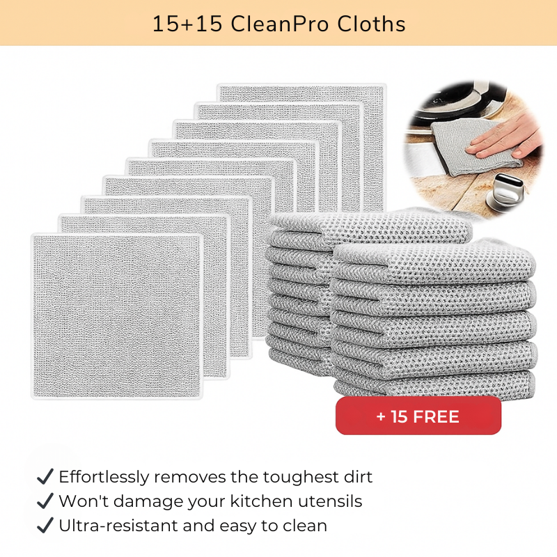CleanPro Cleaning Cloths – Pack of 15 + 15 FREE