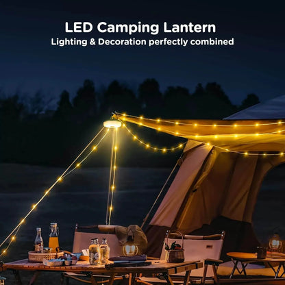 4-in-1 Campinglampe mit USB – Lichterkette, Laterne & Powerbank für Outdoor-Abenteuer